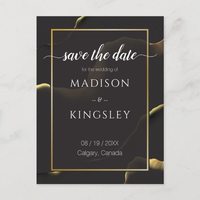 Svart & Gyllene 💡 Modern Abstrakt Bläckigt Olja Vykort (Framsida)