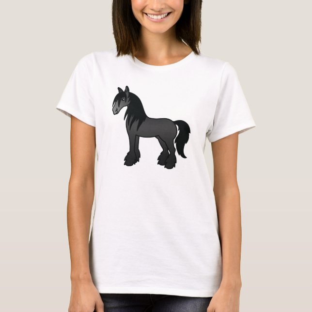 Svart Gypsy Vanner / Shire / Clydesdale-häst Tröja (Framsida)