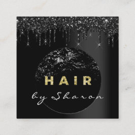 Svart Hair Stylist-drivrutiner 6 Slår Glitter Fyrkantigt Visitkort