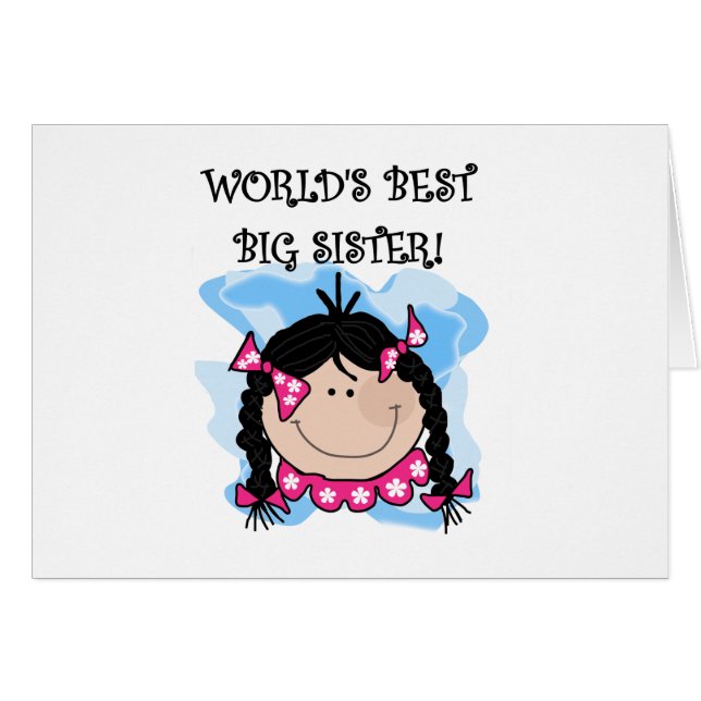 Svart Haired världs bäst storasyster Hälsningskort (Framsidan Horizontal)
