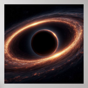 Svart hål omgivet av en lysande kosmisk skiva poster