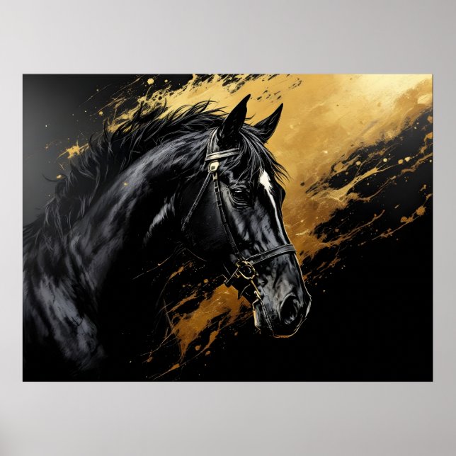 Svart hallion, svart och guld med vit poster (Framsidan)