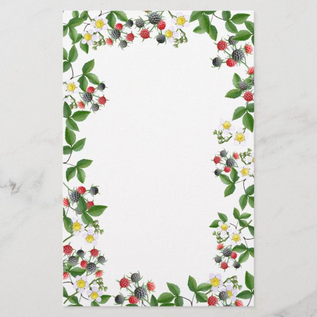 Svart hallonblommigtbrevpapper brevpapper (Framsida)