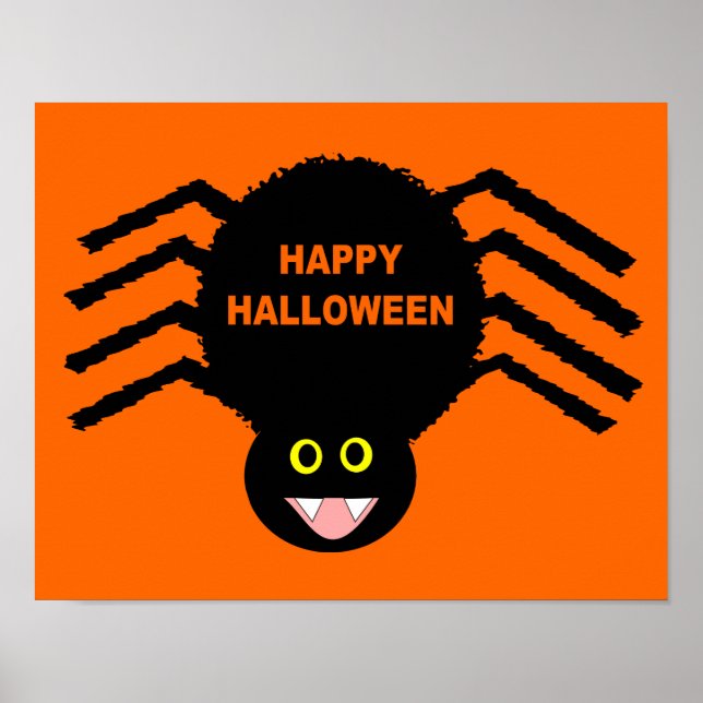 Svart Halloween-affisch med spindel Poster (Framsidan)