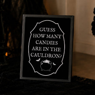 Svart Halloween Baby Shower Gissa Hur Många Godisa Poster