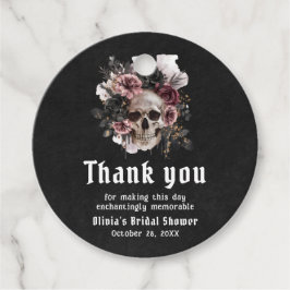 Svart Halloween Blommig Dödskalle Gotisk Bröllsedu Gåvor Etiketter