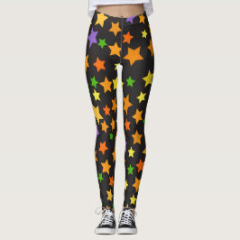 Svart Halloween för mång- färgstjärnor damasker Leggings