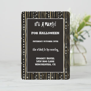 Svart Halloween Guld Vita Pärlor kostymfest Inbjudningar