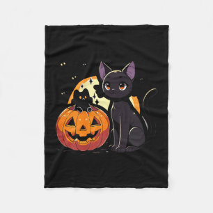 Svart Halloween Katt Tröja För Kvinnor Retro Höst Fleecefilt