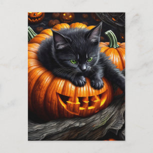 Svart Halloween Kattunge Vykort