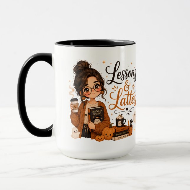 Svart Halloween lärare mugg Rolig spöklik latte (Vänster)