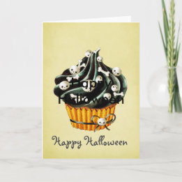 Svart Halloween muffin Kort