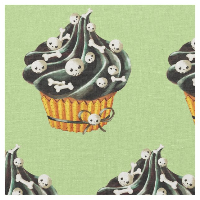 Svart Halloween muffin med mycket liten döskallar Tyg (Närbild)