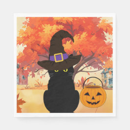 Svart Halloween-papper servett för katter