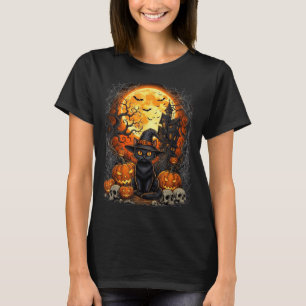 Svart Halloween-pumpa med katt T Shirt