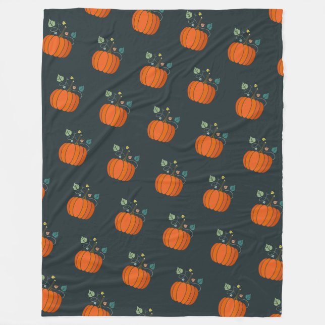 Svart Halloween-pumpafilt Fleecefilt (Framsidan)