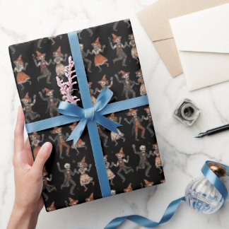 Svart | Halloween-skelett Presentpapper