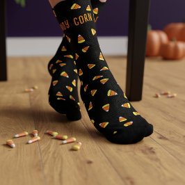 Svart Halloween-socklar för Cute Candy corn Mönste