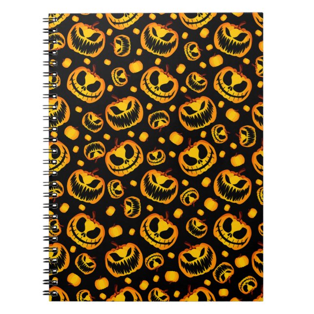 svart halloween sömlös mönster anteckningsbok (Framsidan)