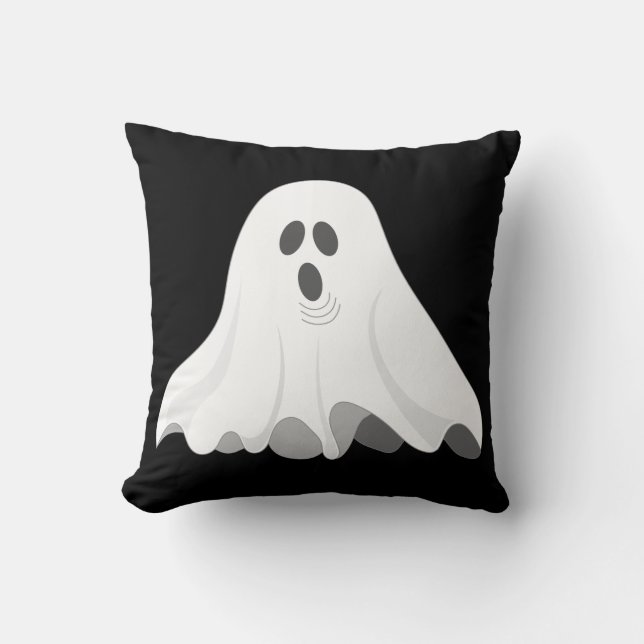 Svart Halloween-spöke Kudde (Framsida)