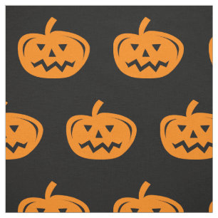 Svart Halloween-tyg med utskurna orange pumpor Tyg