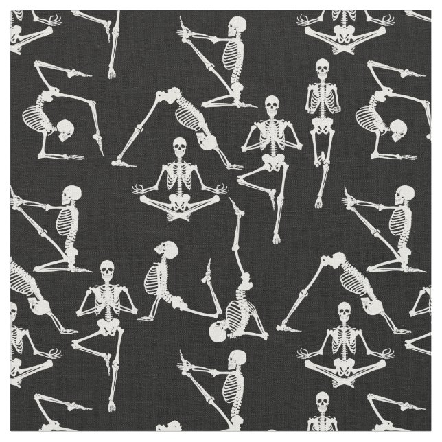 Svart halloween yoga skelettet tyg (Närbild)