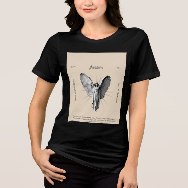 svart halvärmad t-shirt för kvinnor (Framsida)