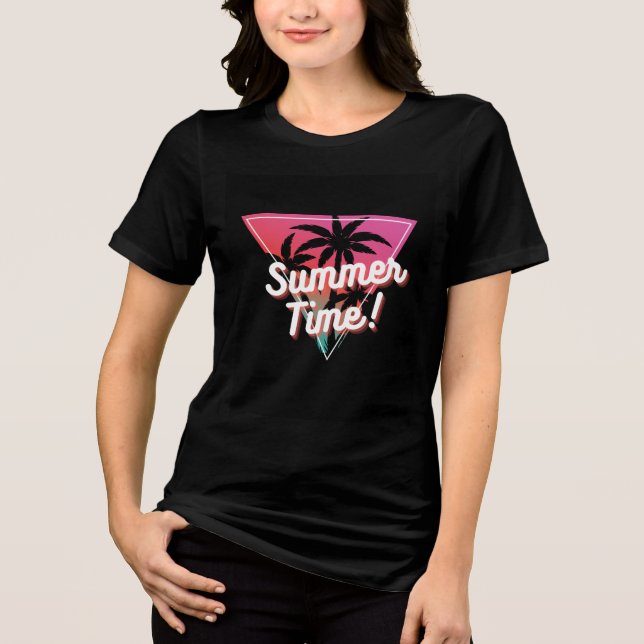 Svart halvärmad T-shirt med sommar design (Framsida)