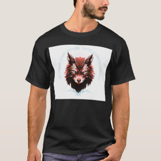 Svart halvärmad T-shirt med vargdesign 