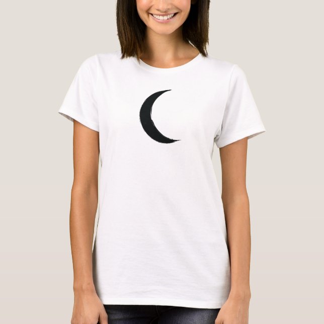 Svart Halvmåne Magi Mörk Måne Astrologi T Shirt (Framsida)