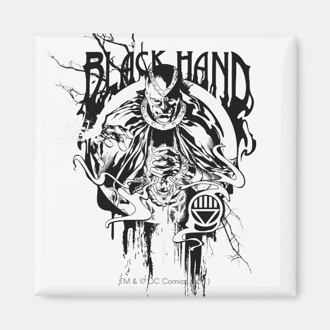 Svart hand 0-grafik, färgton, svartvitt magnet (Framsidan)