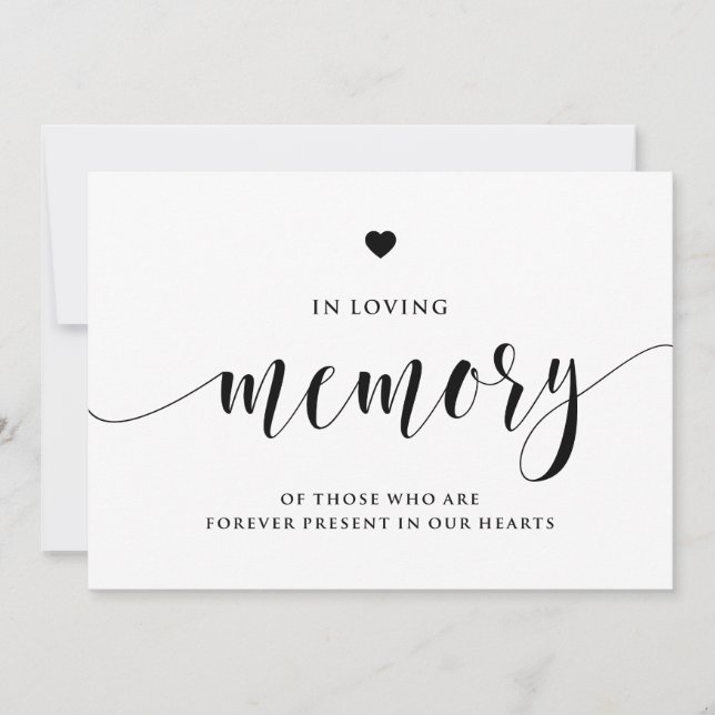 Svart hand-bokstäver i Loving Memory Sign (Framsida)