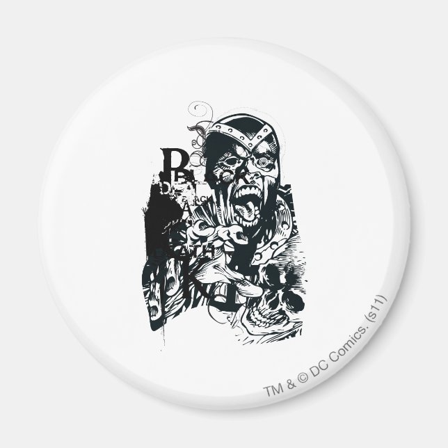 Svart hand- och skullkollage magnet (Framsidan)