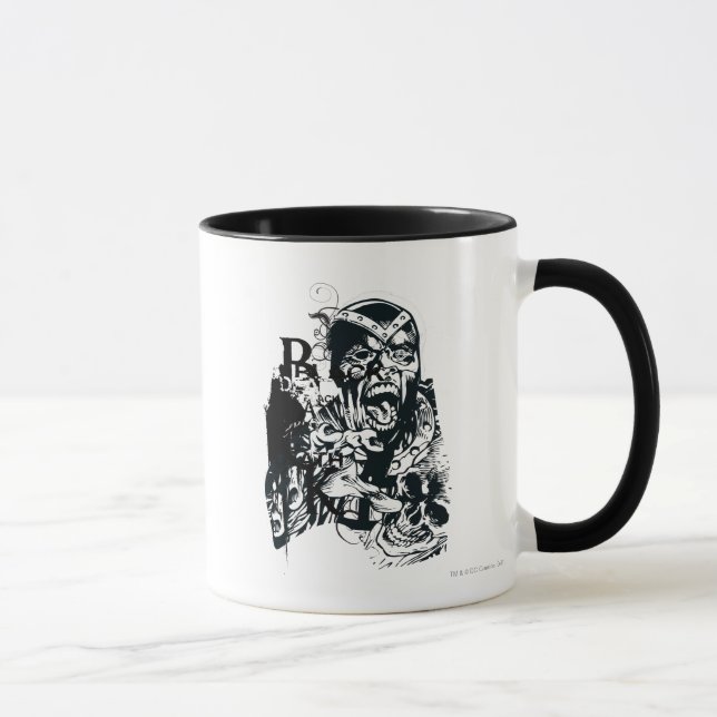 Svart hand- och skullkollage mugg (Höger)