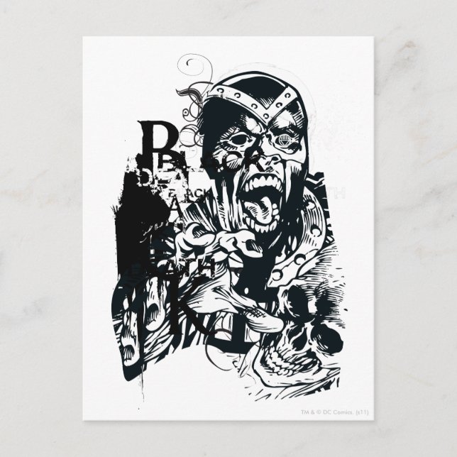 Svart hand- och skullkollage vykort (Framsida)