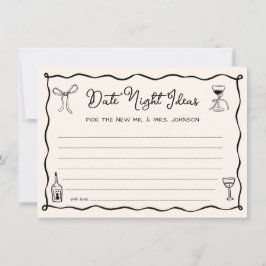 Svart Hand plockade Bröllop-nattkort för kvällsidé Inbjudningar