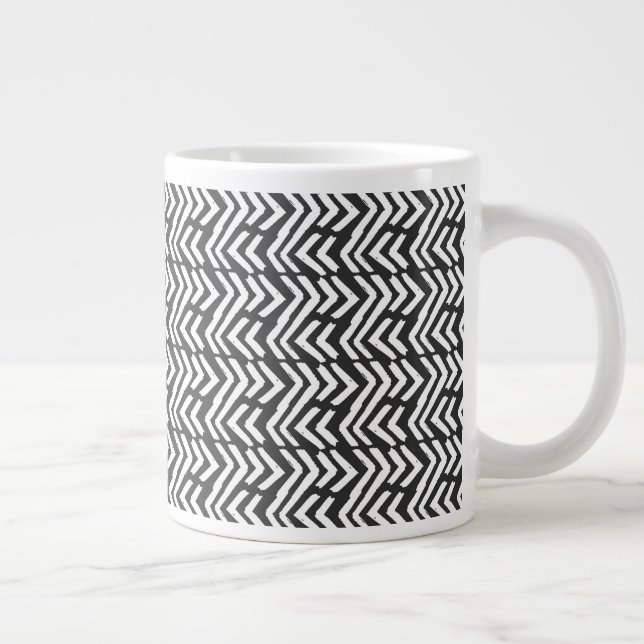 Svart Hand plockade Chevron Mönster Jumbo Mugg (Höger)
