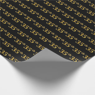 Svart händelse för 35e för Faux guld- Presentpapper