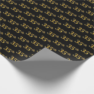 Svart händelse för 35e för Faux guld- Presentpapper