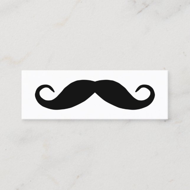 Svart Handlebar Mustasch Mini Visitkort (Framsida)