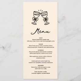 Svart Handritad Champagne Whimsical Bröllop Meny