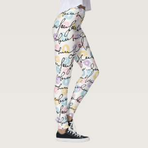 Svart handskrift och kretsar leggings