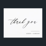 Svart handskriven kalligrafi tack för bröllopet vykort<br><div class="desc">Skicka tack med detta anpassningsbara tack-kort. Det har handskriven kalligrafi och klassisk typografi. Anpassa detta tackkort för bröllop genom att lägga till dina detaljer. Detta tack-kort för kalligrafi är perfekt för speciella tillfällen och för både affärs- och personligt bruk.</div>