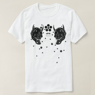 Svart Hannya och körsbärsröd blommar T Shirt