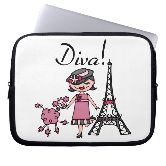 Svart hårDiva Laptop Sleeve (Framsidan)
