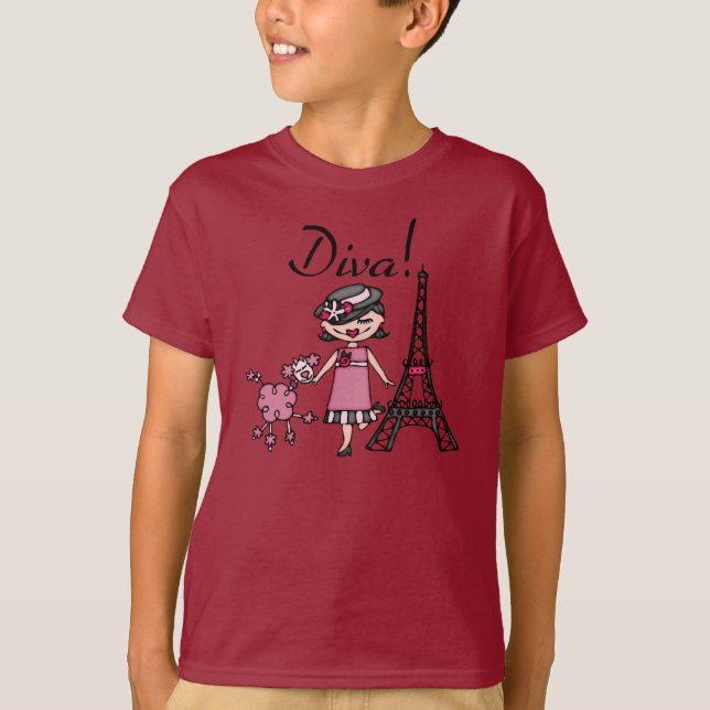 Svart hårDiva T Shirt (Framsida)
