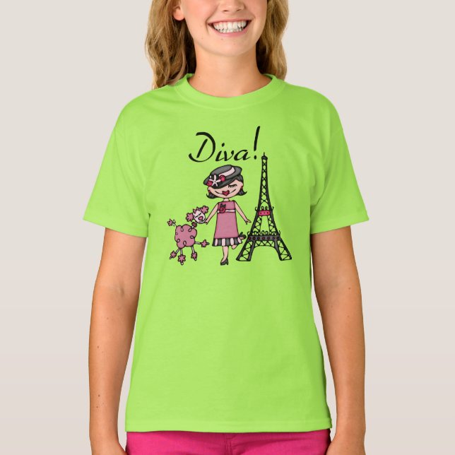Svart hårDiva T Shirt (Framsida)