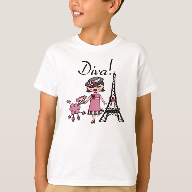Svart hårDiva T Shirt (Framsida)