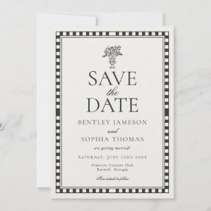 Svart Harlekinrutig Save the Date Inbjudningar