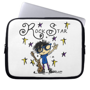 Svart hårpojkerockstjärna laptop sleeve